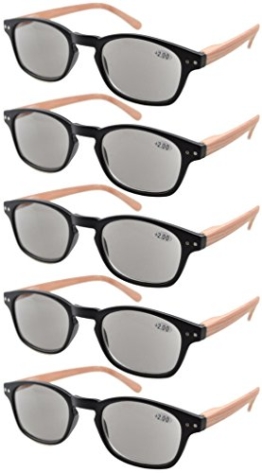 Eyekepper 5-Pack Federscharnier Maserung Printed Arme Lesebrille Sonne LeserGrey Lens +2.5 -