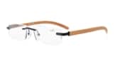 Eyekepper Kleine Linse Rimless Lesebrille für Männer und Frauen im Holz Tempel Arme und Frühjahr Scharniere Schwarz +0.5 -