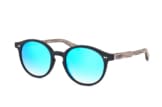 Wood Fellas Solln 10763 black/mirr.blue, Round Sonnenbrillen, Schwarz